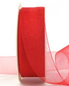 Organzaband, rot, 25 mm breit - webkante, organzaband-einfarbig, 30-rabatt, sonderangebot, organzaband