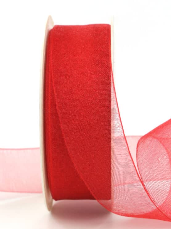 Organzaband, rot, 25 mm breit - webkante, organzaband-einfarbig, 30-rabatt, sonderangebot, organzaband