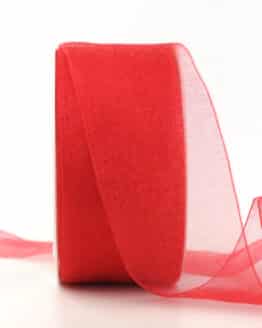 Organzaband, rot, 40 mm breit - 30-rabatt, sonderangebot, organzaband, webkante, organzaband-einfarbig
