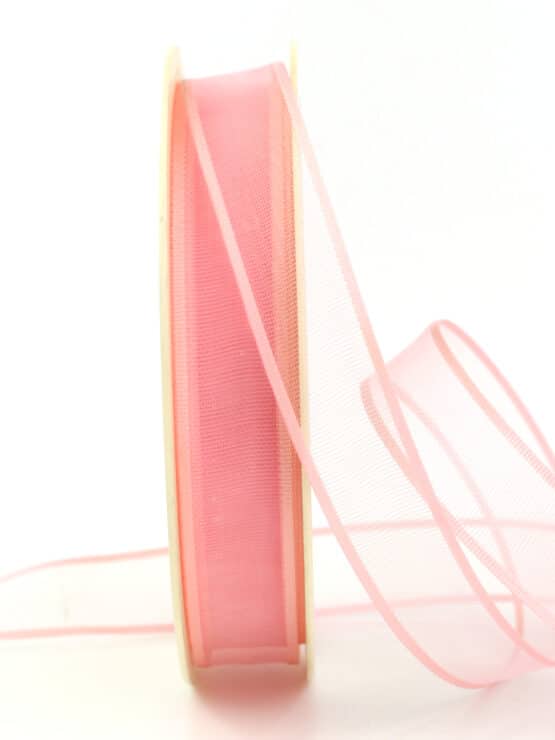 Organzaband mit Webkante, rosa, 15 mm - organzaband-einfarbig, sonderangebot