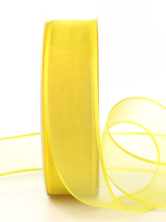 Organzaband mit Webkante, gelb, 25 mm - organzaband-einfarbig, sonderangebot