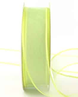 Organzaband mit Webkante, grasgrün, 25 mm - sonderangebot, organzaband-einfarbig