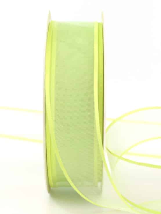 Organzaband mit Webkante, grasgrün, 25 mm - organzaband-einfarbig, sonderangebot