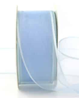 Organzaband mit Webkante, hellblau, 40 mm - sonderangebot, organzaband-einfarbig