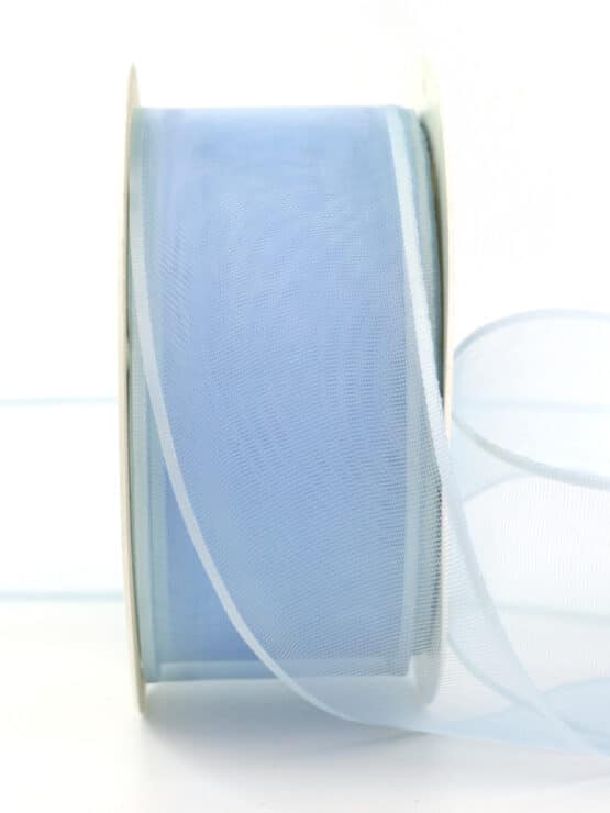 Organzaband mit Webkante, hellblau, 40 mm - organzaband-einfarbig, sonderangebot