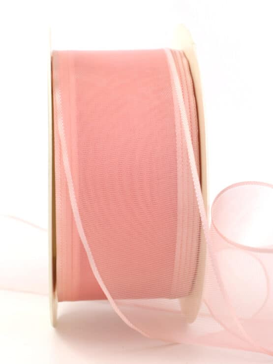 Organzaband mit Webkante, rosa, 40 mm - organzaband-einfarbig, sonderangebot