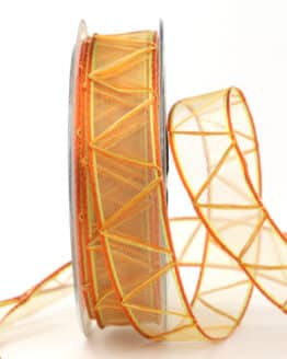 Dekoband mit Kreuzmuster, orange, 25 mm breit - dekoband, outdoor-bander