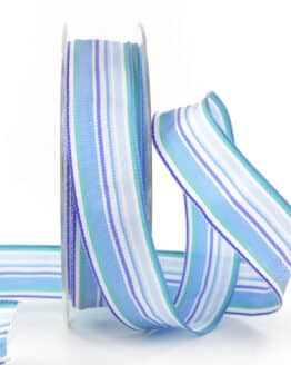 Geschenkband Streifen, hellblau, 25 mm breit - geschenkband, geschenkband-gemustert