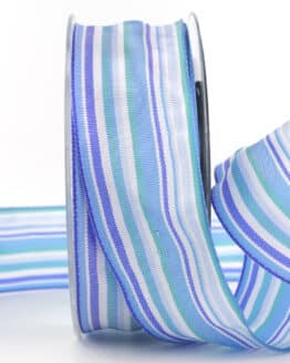 Geschenkband Streifen, hellblau, 40 mm breit - geschenkband, geschenkband-gemustert