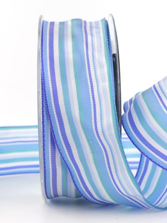 Geschenkband Streifen, hellblau, 40 mm breit - geschenkband, geschenkband-gemustert