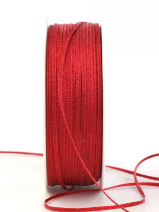 Schmales Taftband, rot, 2 mm breit - taftband, geschenkband, dekoband