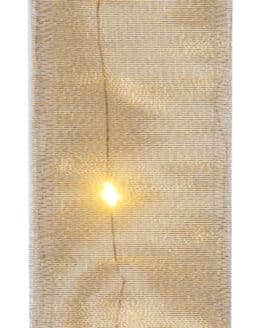 Geschenkband mit LED-Lichterkette, gold, 50 mm breit, 1,5 m lang - geschenkband-weihnachten-gemustert, geschenkband-weihnachten, weihnachtsbaender