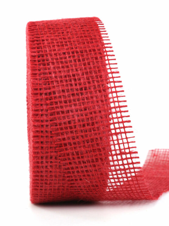 Juteband, rot, 50 mm breit - andere-baender, geschenkband, eco-baender, juteband, dauersortiment