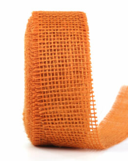 Juteband, orange, 50 mm breit - dauersortiment, andere-baender, geschenkband, eco-baender, juteband
