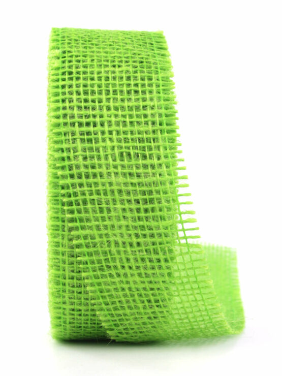 Juteband, apfelgrün, 50 mm breit - andere-baender, geschenkband, juteband, eco-baender, dauersortiment