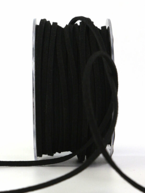 Lederschnur zum Basteln, schwarz, 3 mm breit, 25 m Rolle - dekoband, lederschnur