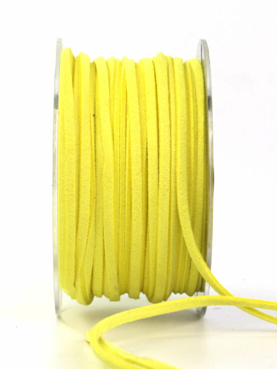 Lederschnur zum Basteln, gelb, 3 mm breit, 25 m Rolle - dekoband, lederschnur