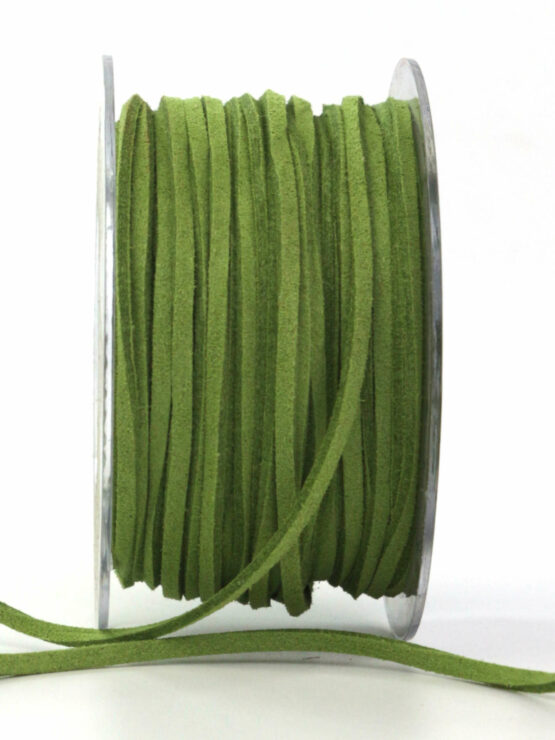 Lederschnur zum Basteln, olivgrün, 3 mm breit, 25 m Rolle - dekoband, lederschnur