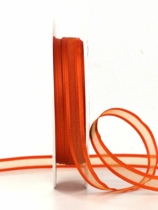 Organzaband mit Satinkante, orange, 12 mm breit, 20 m Rolle - geschenkband, organzaband-einfarbig, organzaband