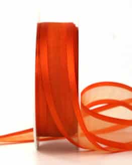 Organzaband mit Satinkante, orange, 25 mm breit, 20 m Rolle