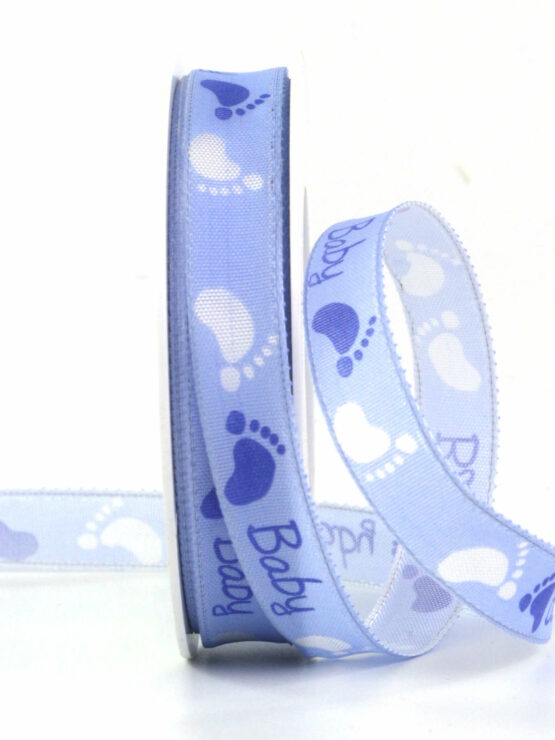 Dekoband Baby, hellblau, 15 mm breit, 20 m Rolle - geschenkband, geschenkband-fuer-anlaesse, baby, anlasse