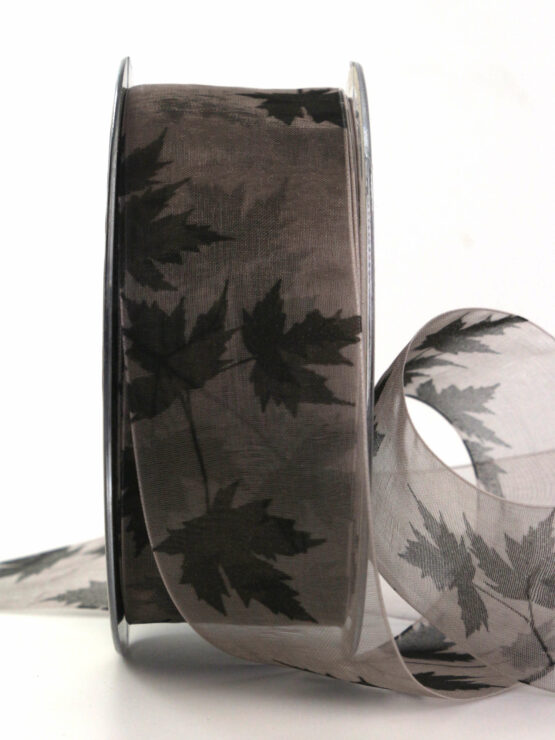 Trauerflor Laub, grau, 40 mm breit, 20 m Rolle - geschenkband, geschenkband-fuer-anlaesse, anlasse, trauerband