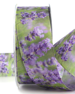 Dekoband Lavendel, flieder, 40 mm breit - geschenkband, geschenkband-gemustert, dekoband