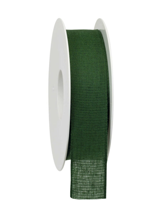 Taftband aus Baumwolle, dunkelgrün, 25 mm breit - geschenkband, biologisch-abbaubar, geschenkband-einfarbig, kompostierbare-geschenkbaender, eco-baender