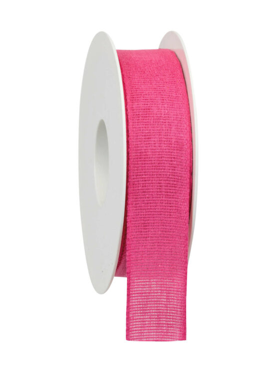 Taftband aus Baumwolle, pink, 25 mm breit - kompostierbare-geschenkbaender, eco-baender, geschenkband, biologisch-abbaubar, geschenkband-einfarbig