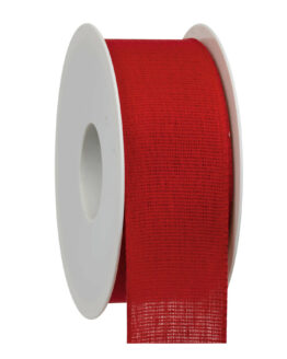 Taftband aus Baumwolle, rot, 40 mm breit - kompostierbare-geschenkbaender, eco-baender, biologisch-abbaubar, geschenkband, geschenkband-einfarbig