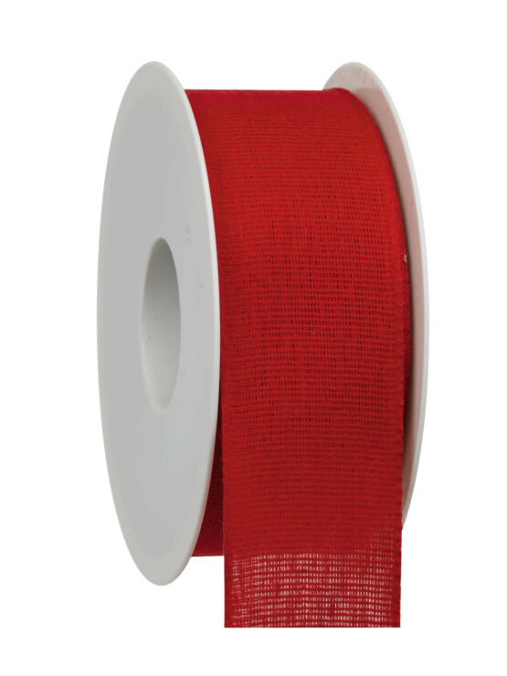 Taftband aus Baumwolle, rot, 40 mm breit - baender-aus-baumwolle, geschenkband, biologisch-abbaubar, geschenkband-einfarbig, kompostierbare-geschenkbaender, eco-baender