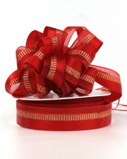 Weihnachtsziehschleifenband Susifix, rot, 25 mm breit, 25 m Rolle