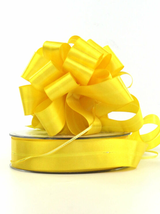 Ziehschleifenband Susifix, gelb, 25 mm breit, 25 m Rolle - hochzeit, geschenkband, ziehschleifen, geschenkband-fuer-anlaesse, geschenkband-einfarbig, dauersortiment, anlasse