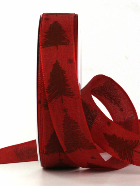 Modernes Weihnachtsband, rot, 25 mm breit, 20 m Rolle - geschenkband-weihnachten-gemustert, geschenkband-weihnachten, weihnachtsbaender