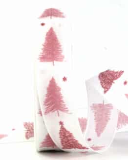 Modernes Weihnachtsband, rosa, 25 mm breit, 20 m Rolle