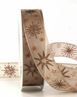 Geschenkband Polarstern, cognac, 25 mm breit, 20 m Rolle