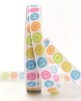 Dekoband Happy Summer, bunt, 15 mm breit - geschenkband-gemustert, geschenkband