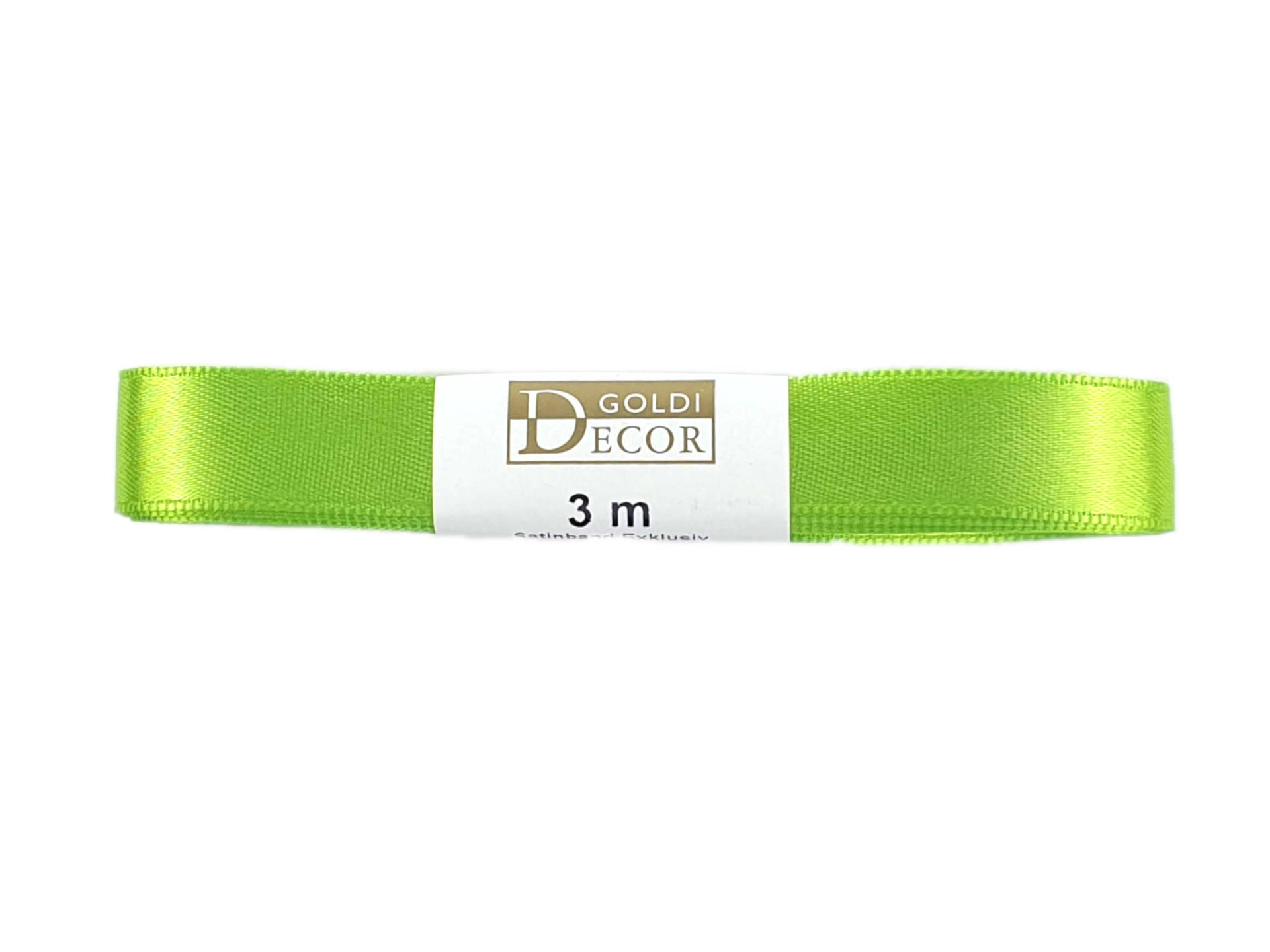 Premium-Satinband, apfelgrün, 15 mm breit, 3 m Strängchen - premium-qualitaet, geschenkband, dauersortiment, satinband, satinband-dauersortiment