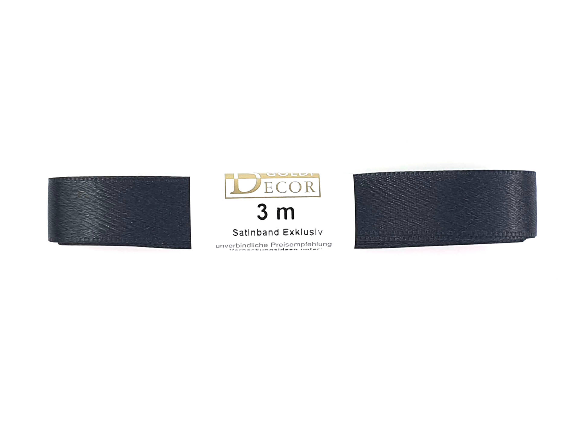 Premium-Satinband, schwarz, 15 mm breit, 3 m Strängchen - satinband-dauersortiment, premium-qualitaet, satinband, geschenkband, dauersortiment