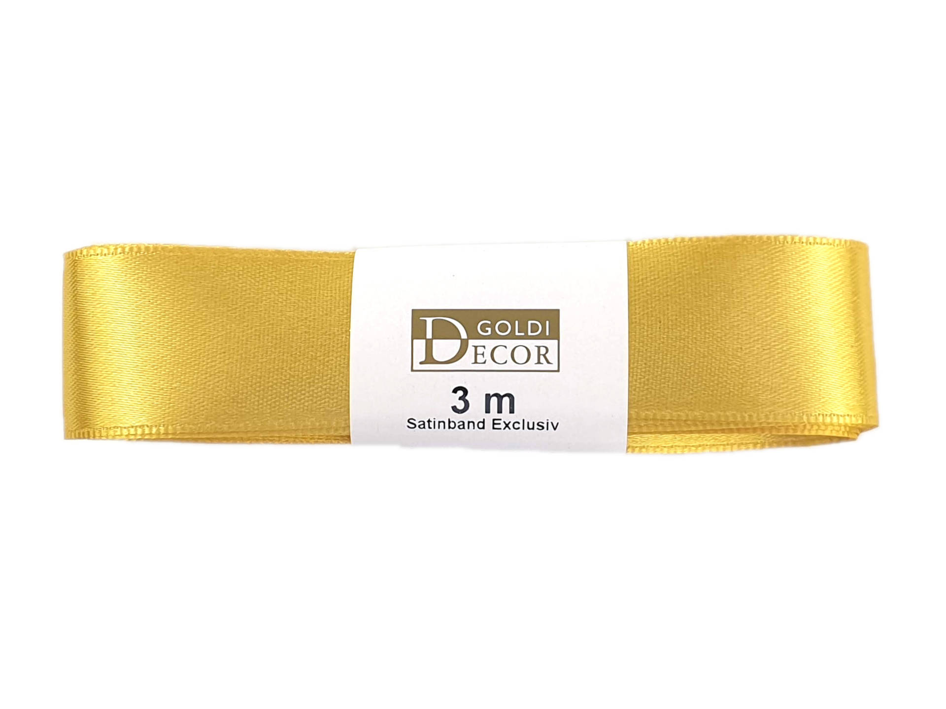 Premium-Satinband, goldgelb, 25 mm breit, 3 m Strängchen - premium-qualitaet, geschenkband, dauersortiment, satinband, satinband-dauersortiment