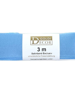 Premium-Satinband, hellblau, 25 mm breit, 3 m Strängchen - geschenkband, dauersortiment, satinband-dauersortiment, satinband, premium-qualitaet