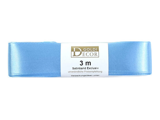 Premium-Satinband, hellblau, 25 mm breit, 3 m Strängchen - geschenkband, dauersortiment, satinband-dauersortiment, satinband, premium-qualitaet