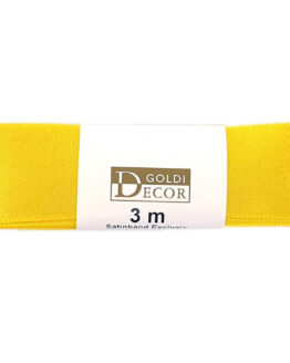 Premium-Satinband, gelb, 25 mm breit, 3 m Strängchen - satinband-dauersortiment, satinband, premium-qualitaet, geschenkband, dauersortiment