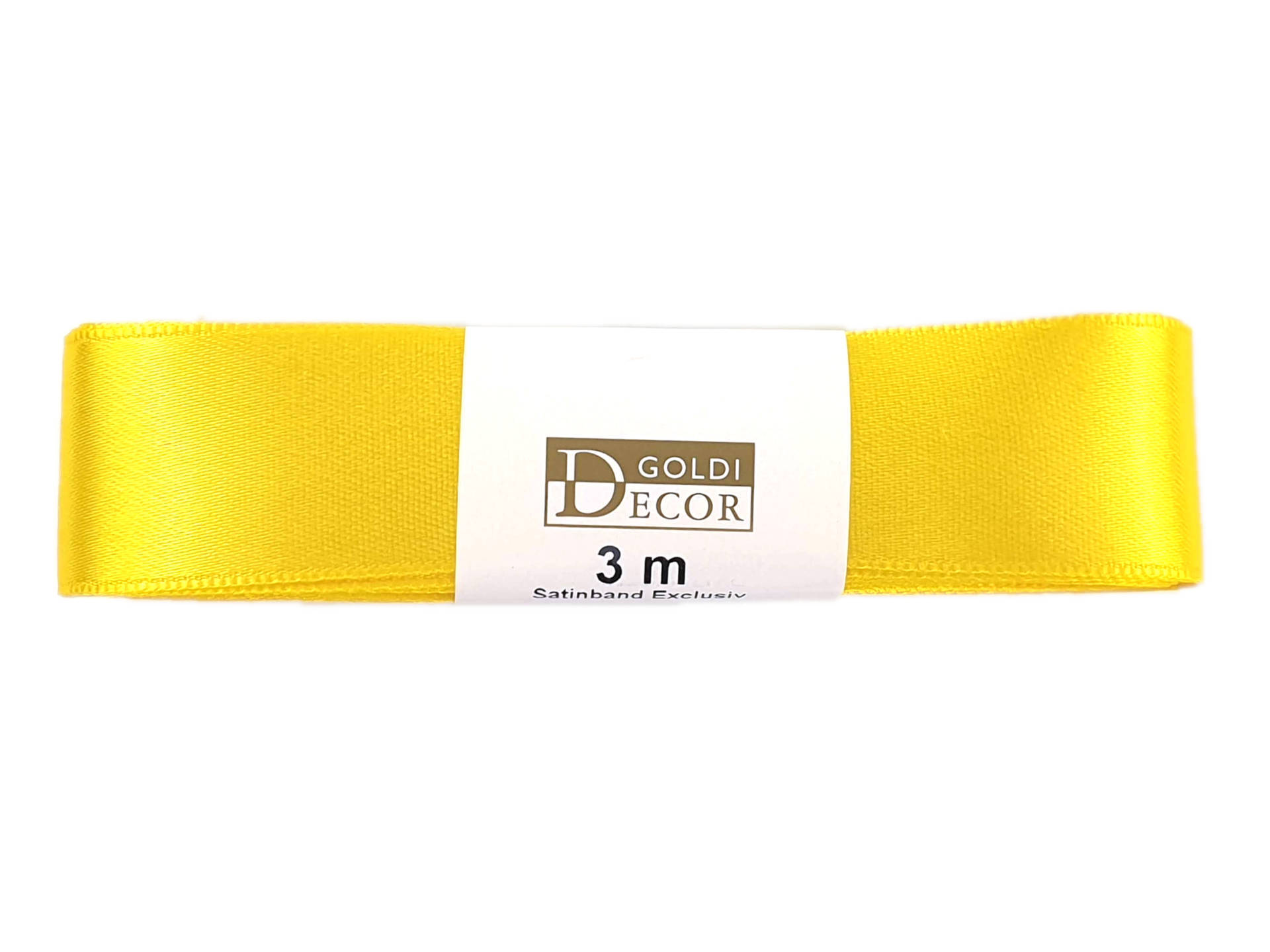 Premium-Satinband, gelb, 25 mm breit, 3 m Strängchen - geschenkband, dauersortiment, satinband-dauersortiment, satinband, premium-qualitaet