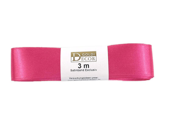 Premium-Satinband, pink, 25 mm breit, 3 m Strängchen - geschenkband, dauersortiment, satinband-dauersortiment, satinband, premium-qualitaet