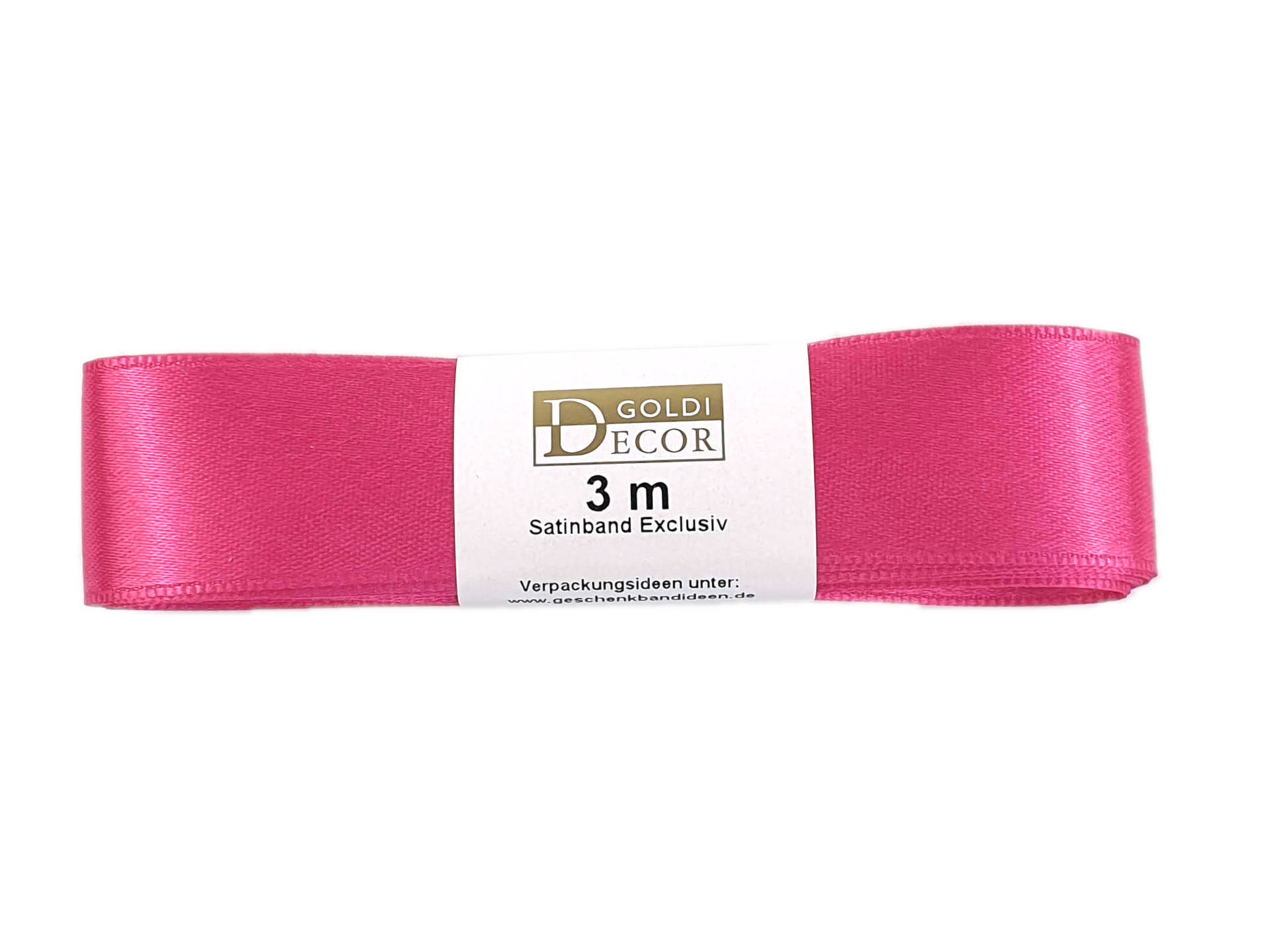 Premium-Satinband, pink, 25 mm breit, 3 m Strängchen - dauersortiment, satinband-dauersortiment, satinband, premium-qualitaet, geschenkband