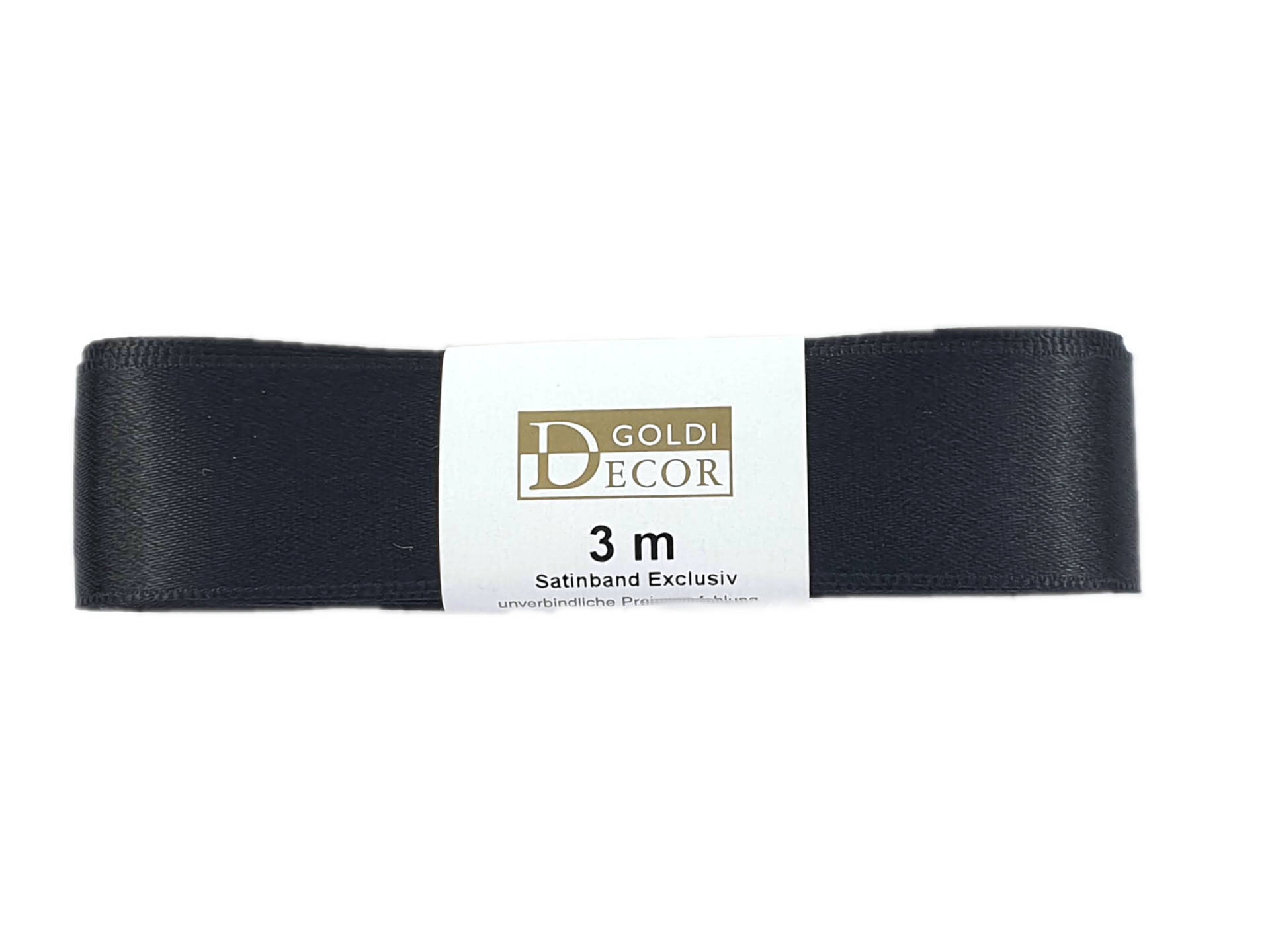 Premium-Satinband, schwarz, 25 mm breit, 3 m Strängchen - satinband-dauersortiment, satinband, premium-qualitaet, geschenkband, dauersortiment