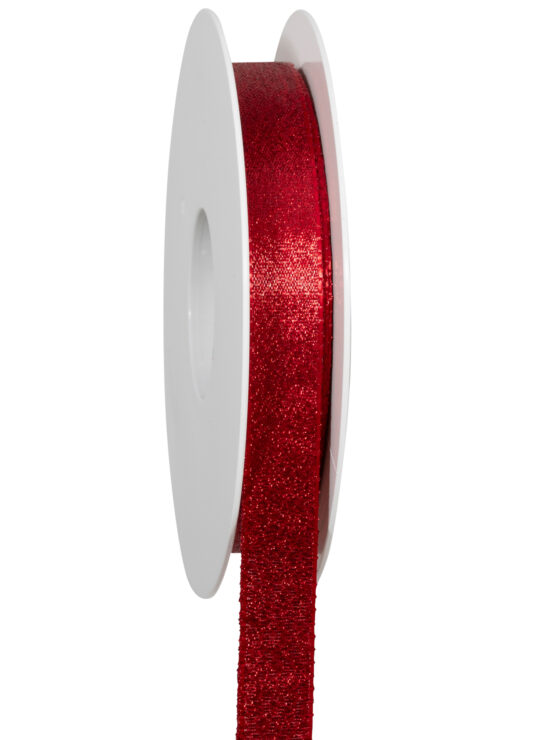 Metallic-Glitzer Taftband, rot, 15 mm breit, 25 m Rolle - geschenkband-weihnachten-einfarbig, geschenkband-weihnachten, weihnachtsbaender