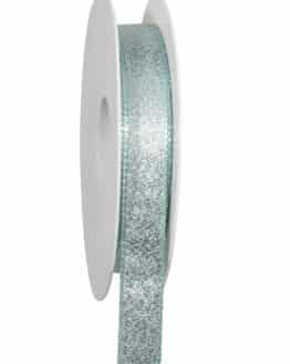 Metallic-Glitzer Taftband, türkis, 15 mm breit, 25 m Rolle
