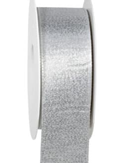 Metallic-Glitzer Taftband, silber, 40 mm breit, 25 m Rolle